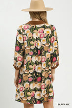 Load image into Gallery viewer, Umgee Mix Floral Contrast Trim Shift Mini Dress in Black Mix
