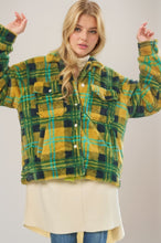 Load image into Gallery viewer, Davi &amp; Dani Plaid Jacket in Kiwi/Blue
