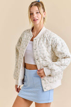 Load image into Gallery viewer, Main Strip Quilted Floral Print Bomber Jacket in Ivory/Blue
