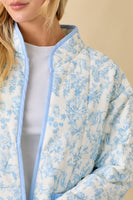 Main Strip Vintage Print Quilted Woven Jacket in Light Blue