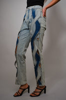Blue B Swirl Cut Out Denim Jeans in Light Wash