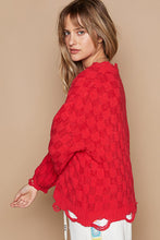 Load image into Gallery viewer, POL Solid Color Sweater with Weaved Fabric Details in Candy Apple
