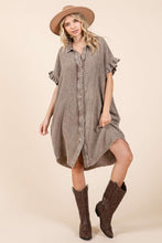 Load image into Gallery viewer, Mittoshop Cotton Gauze Mini Length Shirt Dress in Toffee
