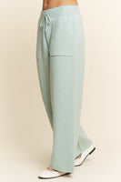 J.nna 2 Piece Knit Sweater Set with Ribbed Details in Light Grey Mint