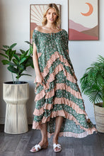 Load image into Gallery viewer, Oli &amp; Hali Mixed Floral Print Layered Maxi Dress in Green
