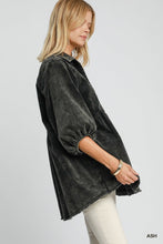 Load image into Gallery viewer, Umgee Stone Washed Corduroy Tunic Top in Ash
