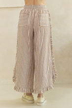Load image into Gallery viewer, Veveret Breezy Stripe Linen Wide Leg Pants in Mocha Ivory
