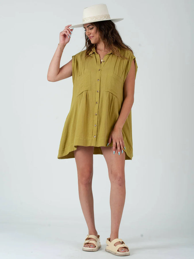 Lucca Couture GABRIELA Button Down Tunic Top in Avo Shirts & Tops Lucca Couture   