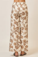 Cozy Co. Floral Print Wide Leg Pants in Natural
