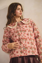 Load image into Gallery viewer, LovLov Vintage Quilted Floral Sailor Jacket in Floral Mauve
