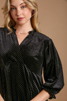 Umgee Beaded Velvet Tunic Top in Black