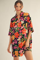 Jodifl Floral Print Shift Dress in Black ON ORDER