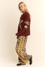Load image into Gallery viewer, Davi &amp; Dani Leopard Pants with Contrasting Lace Stripe in Taupe Leopard
