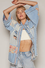 Load image into Gallery viewer, POL Oversized Jacket with 3/4 Length Sleeves in Denim Multi
