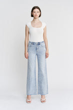 Load image into Gallery viewer, Mica Denim High Rise Pearl and Rhinestone Embellished Wide Leg Jeans in Grizzlies Blue
