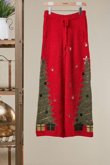 mello. Christmas Tree Sweater Pants in Red