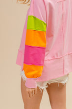 Load image into Gallery viewer, BiBi Colorblock Lightweight Top in Pink/Kiwi/Orange/Hot Pink
