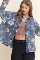 J.nna Floral Print Jacket in Floral Denim