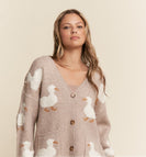 J.nna Soft Knit Duck Cardigan in Taupe