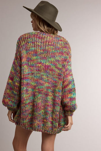 Wishlist Open Front Marled Knit Cardigan in Multi