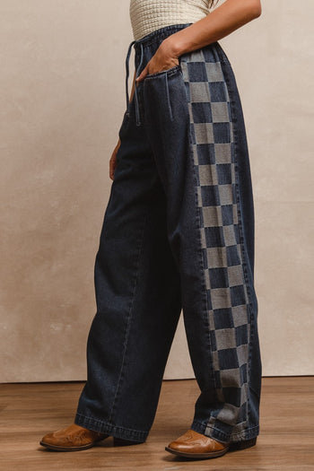BiBi Denim and Checkered Pants in Denim
