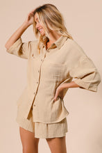 Load image into Gallery viewer, BiBi Crinkle Gauze Shirt And Short Set in Oatmeal
