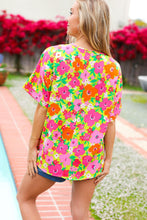 Load image into Gallery viewer, Haptics Lightweight Floral Print Top in Lime/Pink
