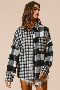 BiBi Mix N Match Plaid Button Down Top in Black