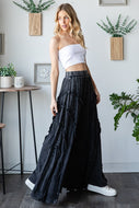 Oli & Hali Ruffled Trim Wide Leg Pants in Black