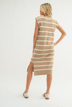 Load image into Gallery viewer, Wishlist Striped Sweater Midi Dress in Mocha/Cream
