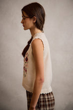 Load image into Gallery viewer, So Me Embroidered V-neck Sweater Vest in Beige
