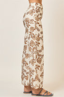 Cozy Co. Floral Print Wide Leg Pants in Natural