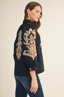 Jodifl Plaid Baroque Applique Detail Solid Top in Black