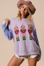 Load image into Gallery viewer, BiBi Sequin Nutcracker Top with Velvet Sequin Sleeves in Periwinkle
