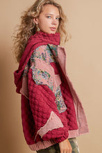 Load image into Gallery viewer, POL Quilted Jacket with Floral Print and Corduroy Details in Magenta Multi
