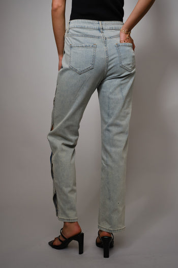 Blue B Swirl Cut Out Denim Jeans in Light Wash
