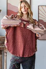 Load image into Gallery viewer, Oli &amp; Hali OVERSIZED Plaid Mix Top in Burgundy
