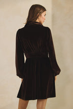 Load image into Gallery viewer, LovLov Luxe Velvet Button Down Mini Dress in Mocha
