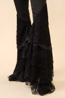 Blue B Denim Jeans with Tiered Lace Flare Legs in Black
