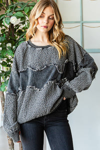 Oli & Hali Mixed Fabric Top in Black Shirts & Tops Oli & Hali   