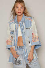 Load image into Gallery viewer, POL Oversized Jacket with 3/4 Length Sleeves in Denim Multi
