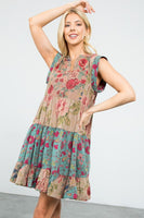 Floral Tiered Dress in Dusty Rose Dress THML Clothing   