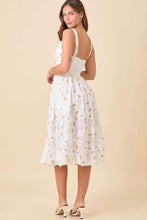 Load image into Gallery viewer, Main Strip 3D Floral Textured Fabric Midi Dress in White
