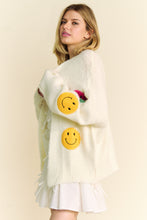 Load image into Gallery viewer, Davi &amp; Dani Open Front Cardigan with Smiley Face Patches in White
