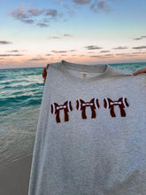 Load image into Gallery viewer, Embroidery Football Bows T-Shirt in Salty Gray
