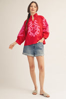 Jodifl Baroque Applique Detail Top in Red