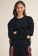 Load image into Gallery viewer, Jodifl Side Animal Contrast Accent Casual Sweatshirt in Black

