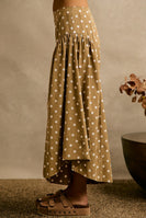 So Me Twill Polka Dot Extended Waist Wide Pants in Taupe/Ivory