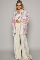 POL Oversized Floral Print Top in Ivory/Pink Shirts & Tops POL Clothing   