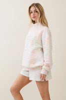 Veveret Floral Patchwork Quilted Mock Neck Top in Pink